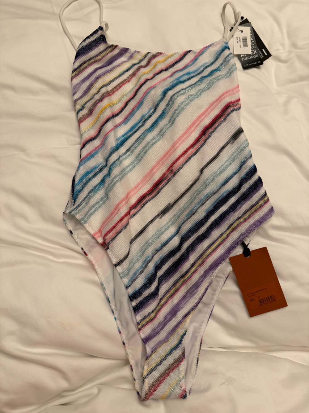 MISSONI AUTHENTIC NWT Striped Multicolor One-Piece Swimsuit